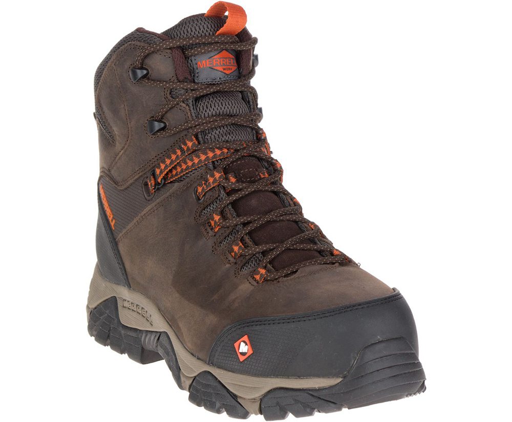 Merrell Boots Brown - Phaserbound Mid Waterproof Comp Toe Wide Width - Mens 78DWRVEBY